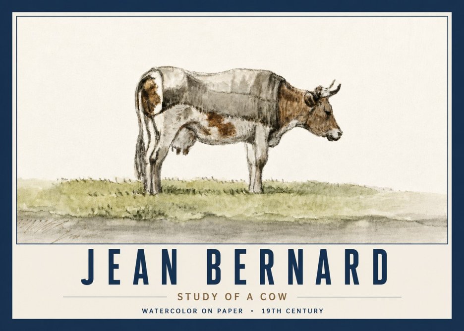 Jean Bernard Study of a Cow XIV No6 - Plakát