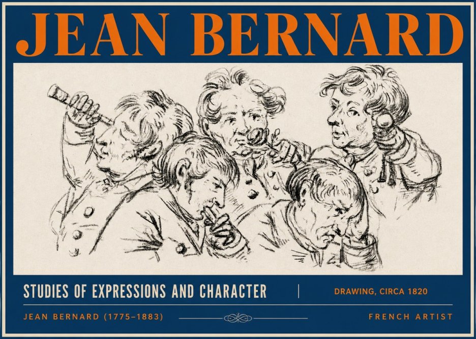 Jean Bernard Studies of Expressions and Character No3 - Plakát