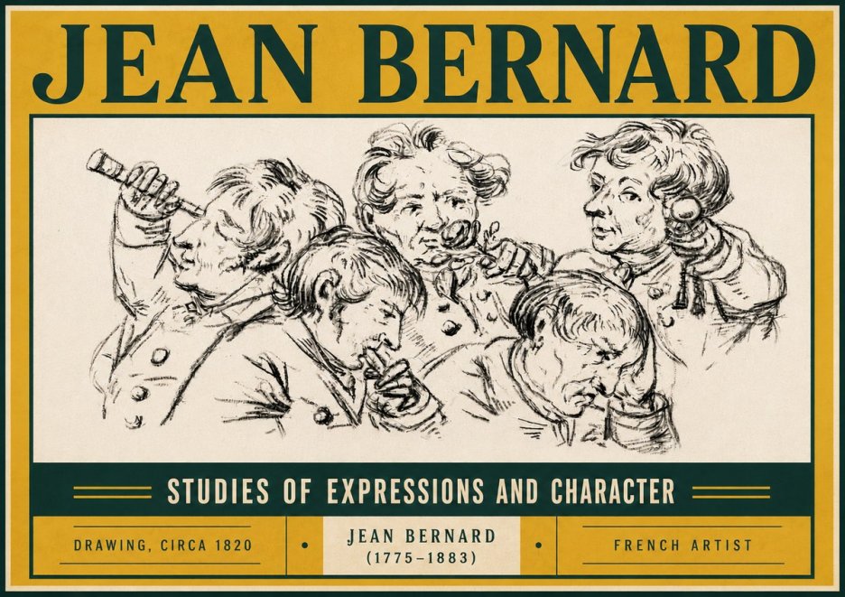 Jean Bernard Studies of Expressions and Character No5 - Plakát