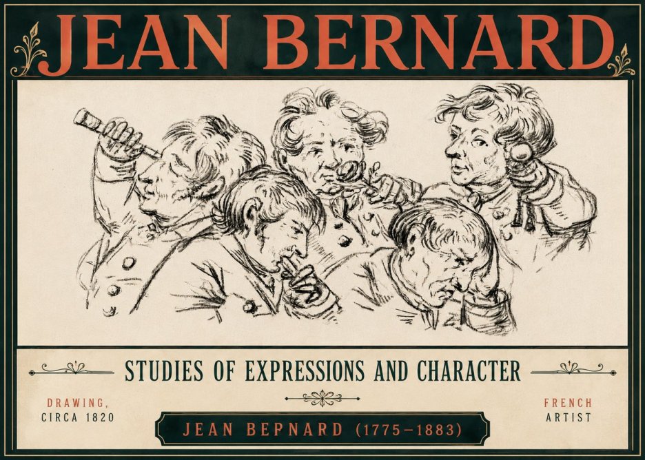 Jean Bernard Studies of Expressions and Character No6 - Plakát