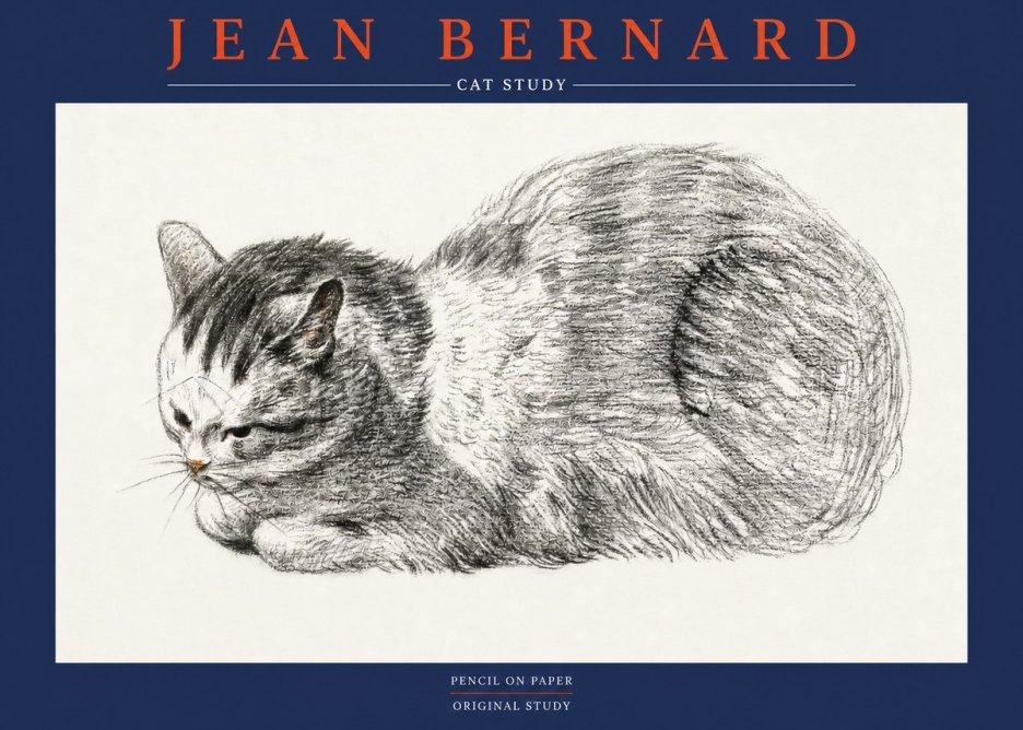 Jean Bernard Cat Study X No2 - Plakát