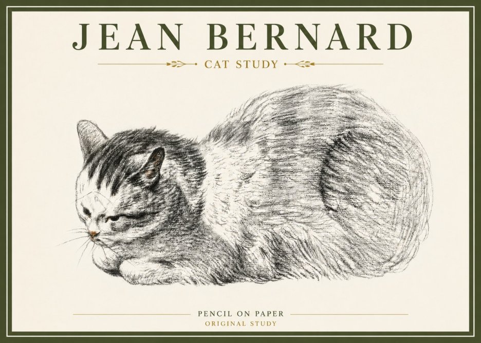 Jean Bernard Cat Study X No4 - Plakát