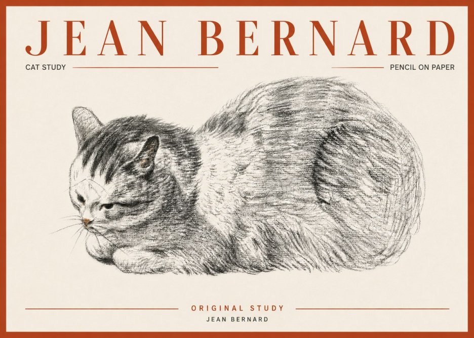 Jean Bernard Cat Study X No5 - Plakát