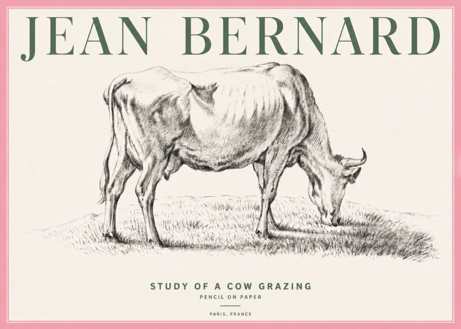 Jean Bernard Study of a Cow Grazing II No4 - Plakát