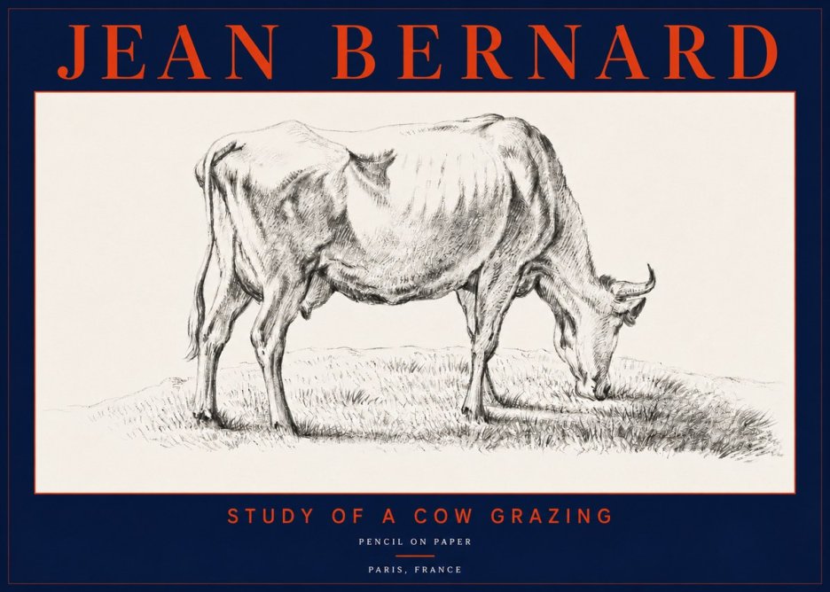 Jean Bernard Study of a Cow Grazing II No5 - Plakát