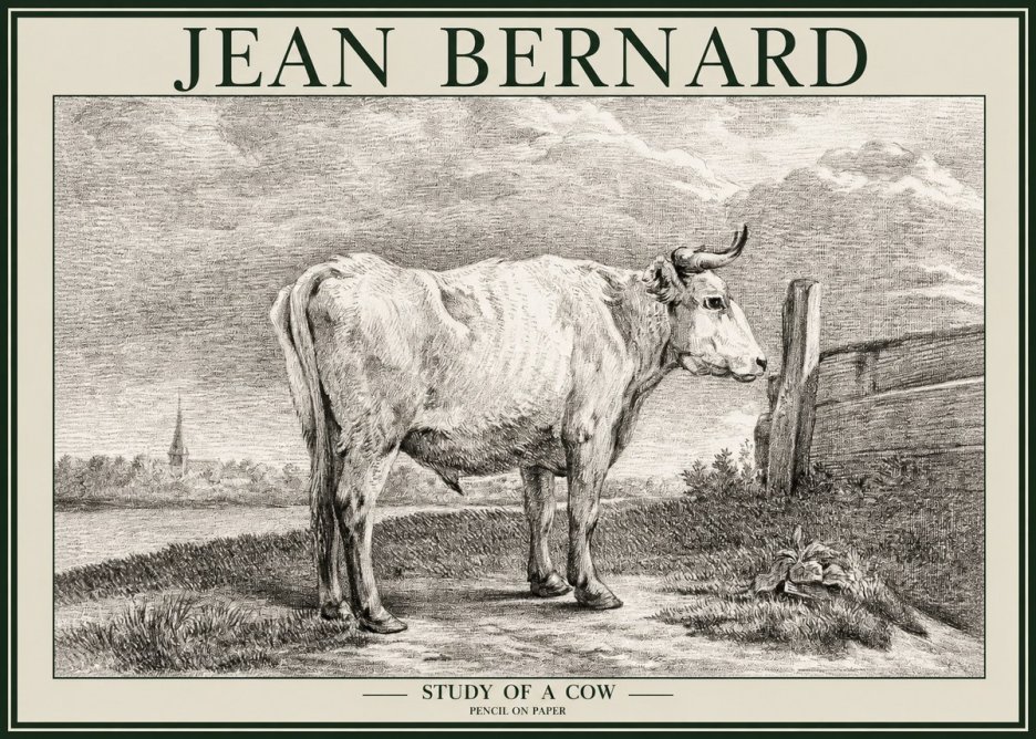 Jean Bernard Study of a Cow XV No2 - Plakát