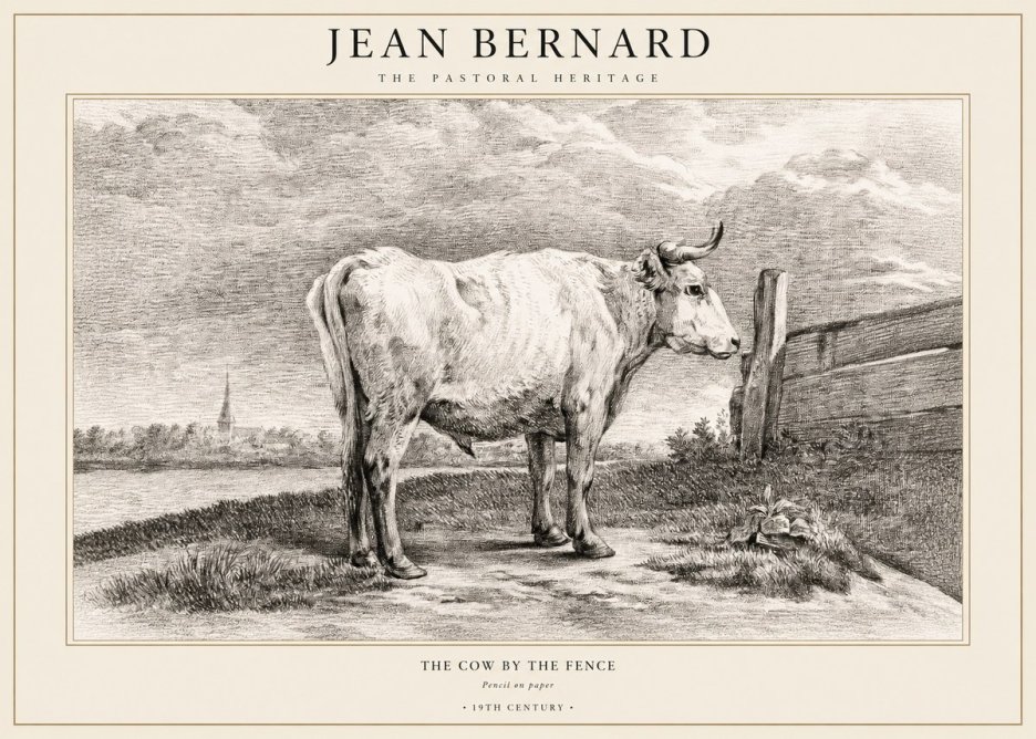 Jean Bernard Study of a Cow XV No3 - Plakát