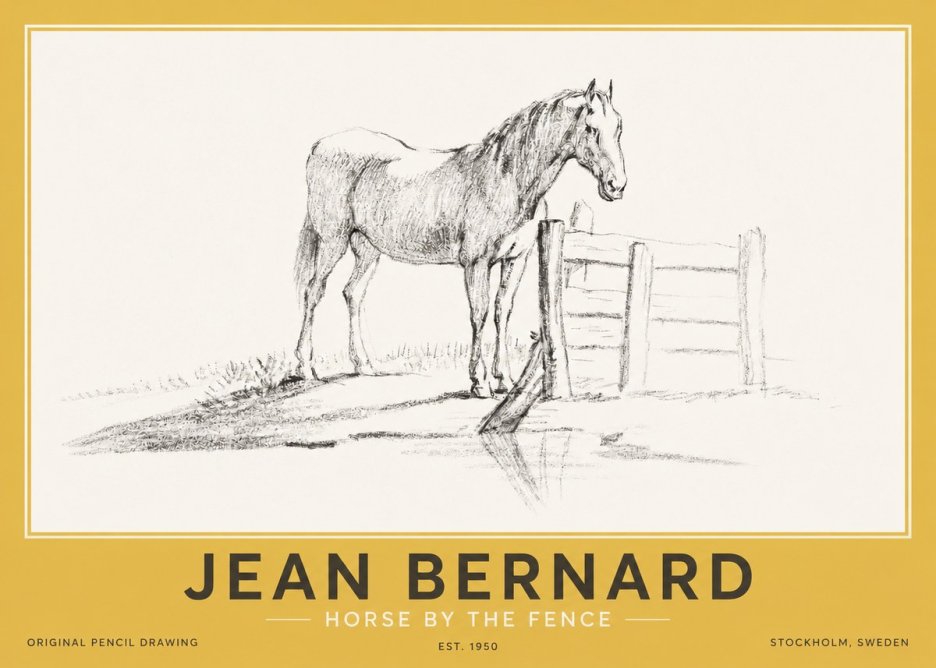 Jean Bernard Horse by the Fence No2 - Plakát