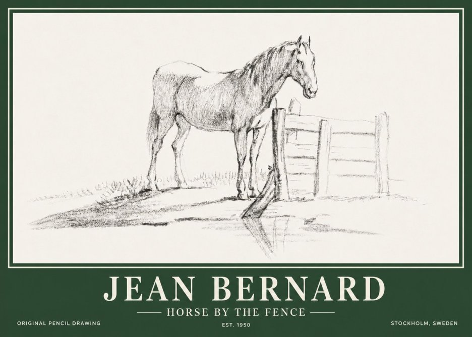 Jean Bernard Horse by the Fence No3 - Plakát