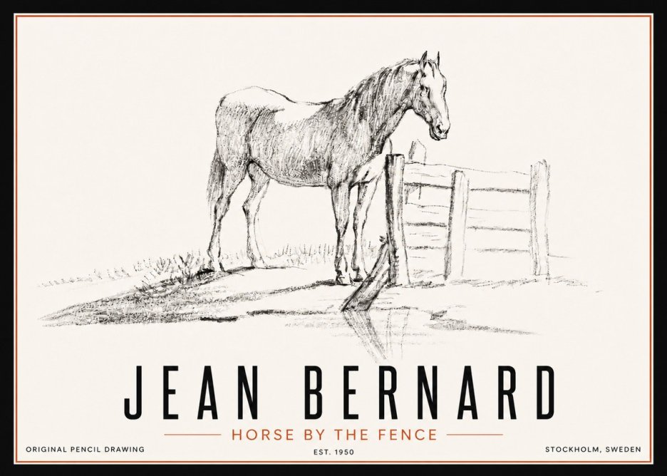 Jean Bernard Horse by the Fence No5 - Plakát