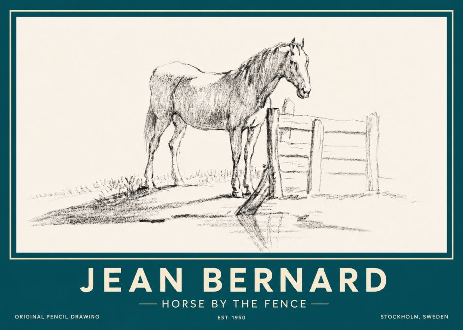 Jean Bernard Horse by the Fence No6 - Plakát