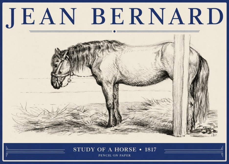 Jean Bernard Study of a Horse XII No2 - Plakát