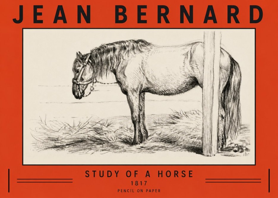 Jean Bernard Study of a Horse XII No3 - Plakát