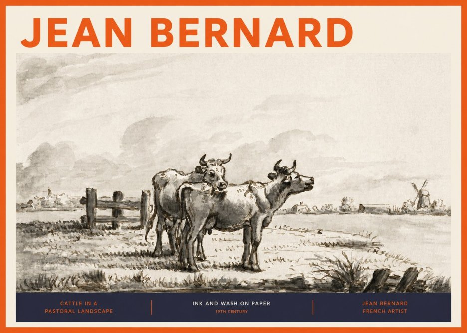 Jean Bernard Cattle in a Pastoral Landscape No2 - Plakát