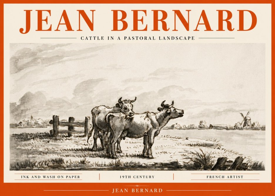 Jean Bernard Cattle in a Pastoral Landscape No6 - Plakát