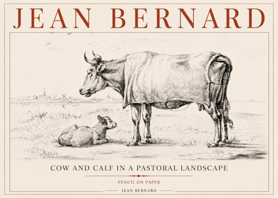 Jean Bernard Cow and Calf in a Pastoral Landscape No5 - Plakát