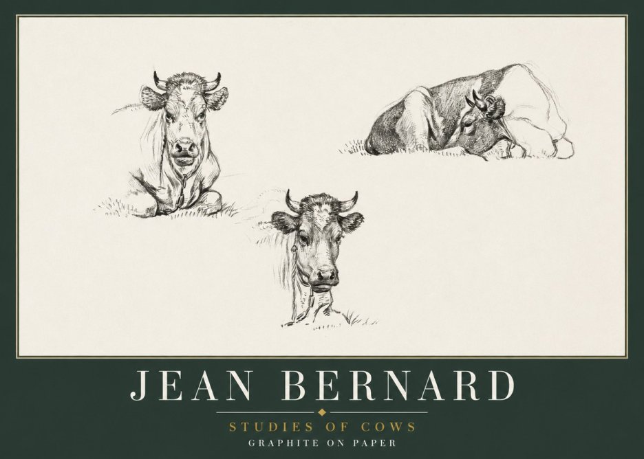 Jean Bernard Studies of Cows II No2 - Plakát