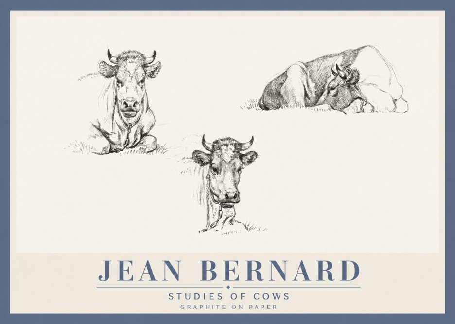 Jean Bernard Studies of Cows II No4 - Plakát