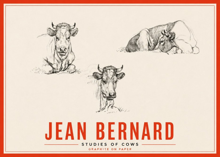 Jean Bernard Studies of Cows II No5 - Plakát