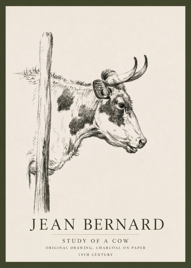 Jean Bernard Study of a Cow XVII No3 - Plakát