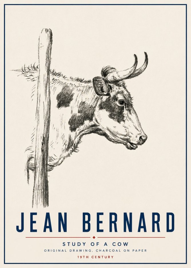 Jean Bernard Study of a Cow XVII No5 - Plakát
