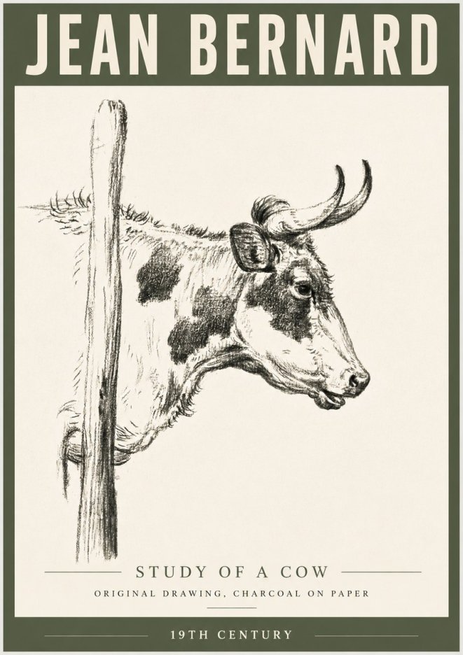 Jean Bernard Study of a Cow XVII No6 - Plakát