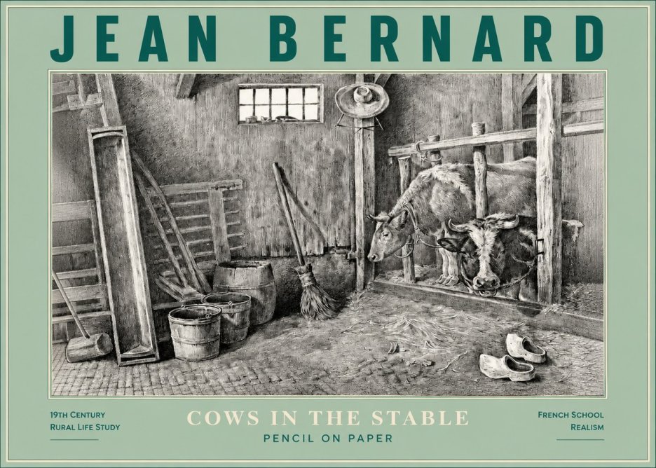 Jean Bernard Cows in the Stable No3 - Plakát