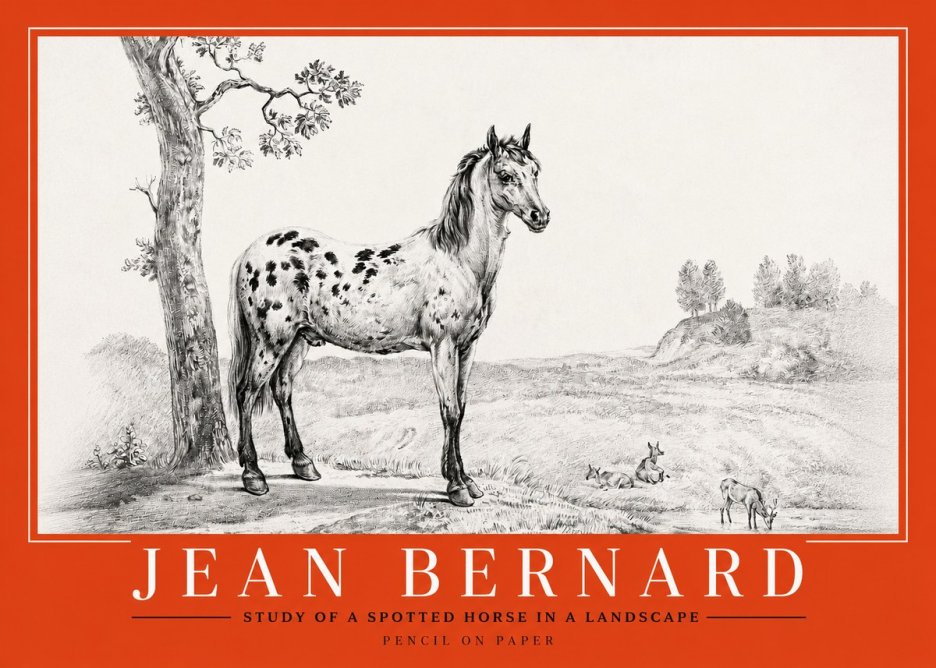 Jean Bernard Study of a Spotted Horse in a Landscape No2 - Plakát