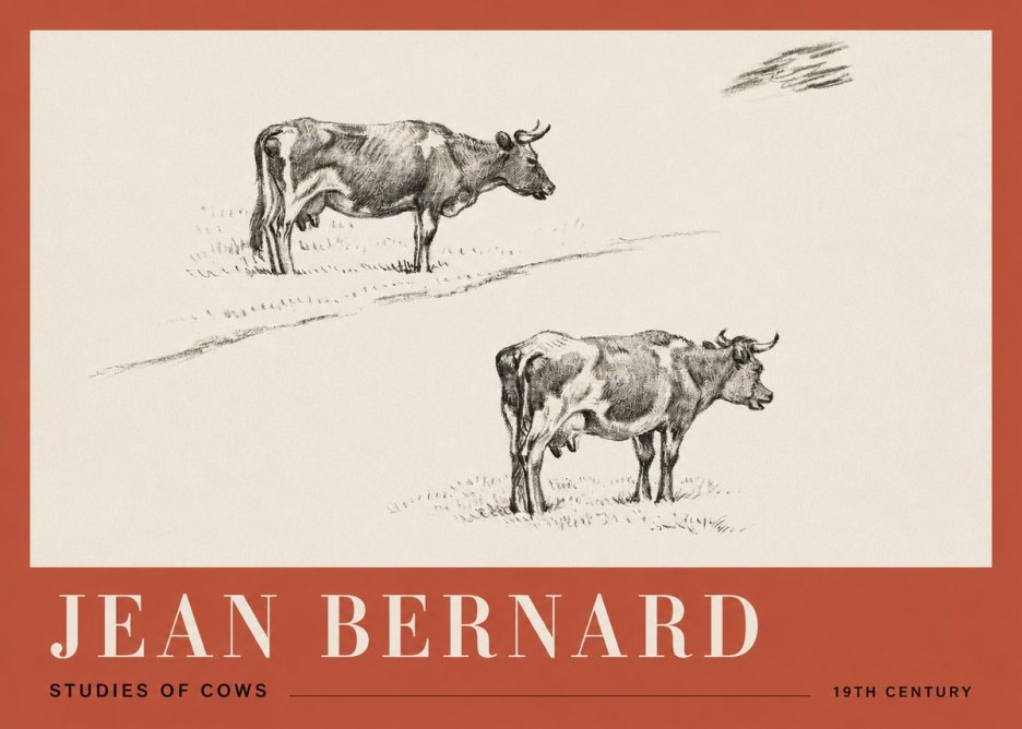 Jean Bernard Studies of Cows III No2 - Plakát