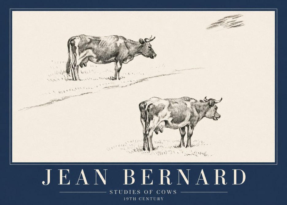 Jean Bernard Studies of Cows III No3 - Plakát