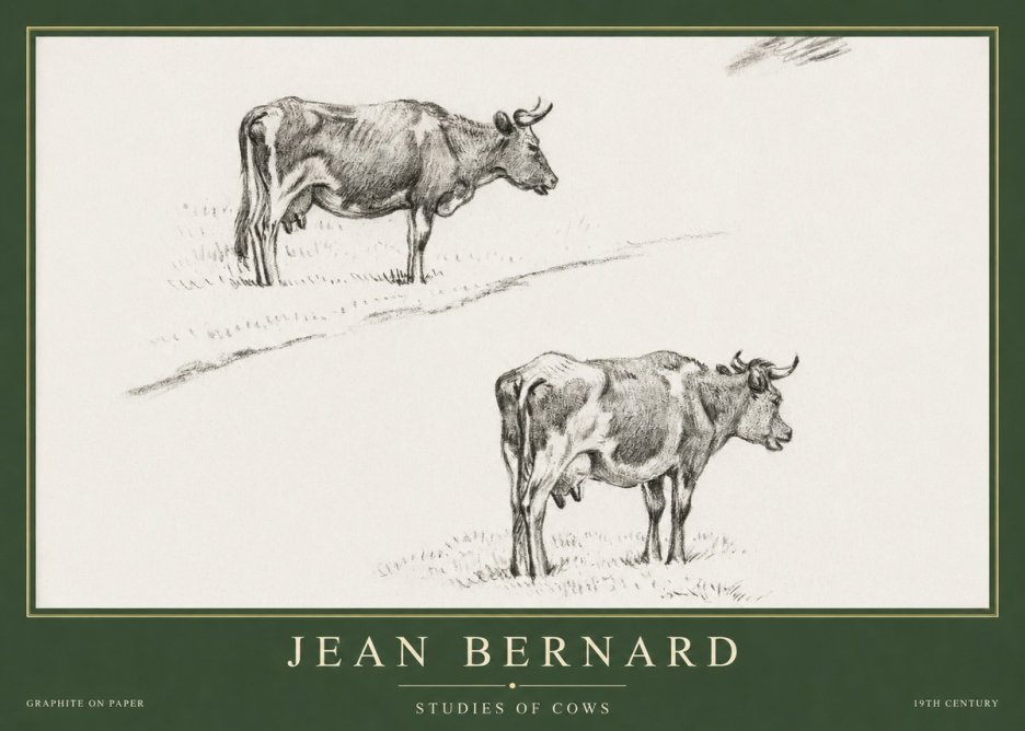 Jean Bernard Studies of Cows III No5 - Plakát