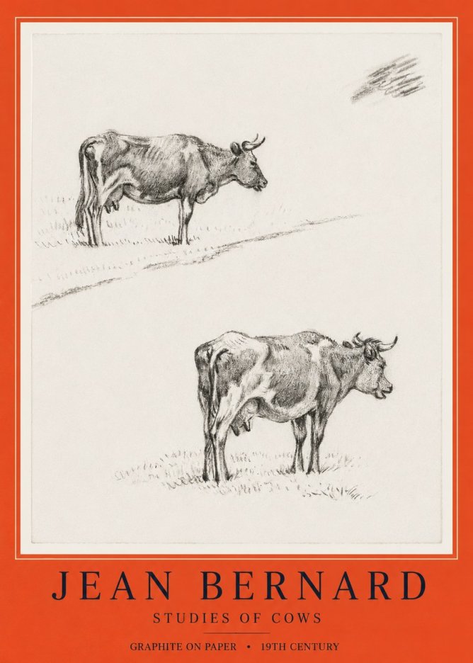 Jean Bernard Studies of Cows III No6 - Plakát