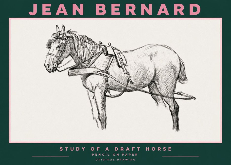 Jean Bernard Study of a Draft Horse I No3 - Plakát