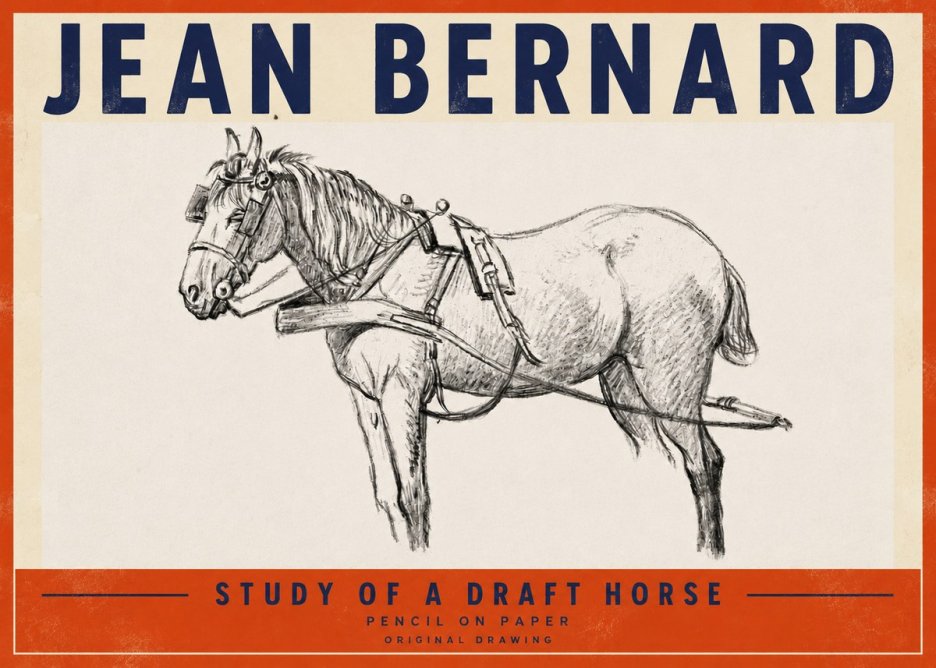 Jean Bernard Study of a Draft Horse I No4 - Plakát