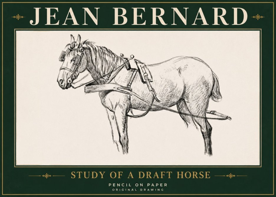 Jean Bernard Study of a Draft Horse I No5 - Plakát