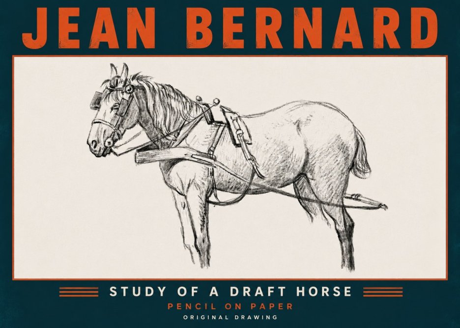 Jean Bernard Study of a Draft Horse I No6 - Plakát