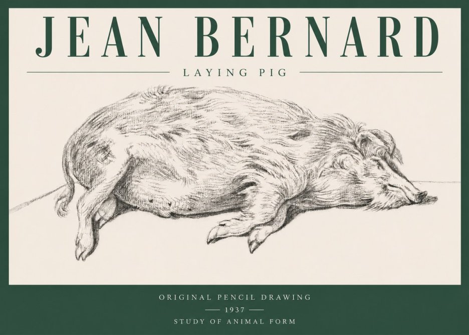 Jean Bernard Laying Pig No3 - Plakát