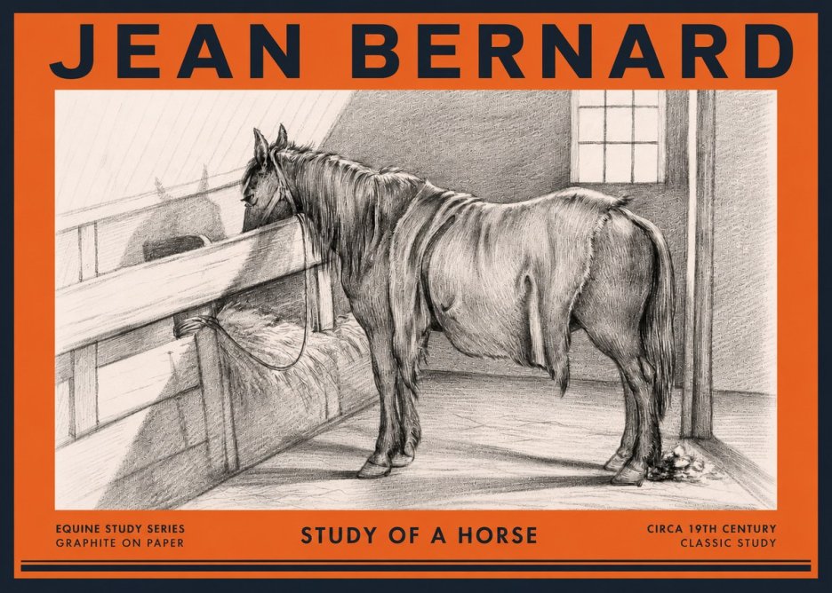 Jean Bernard Study of a Horse XIII No3 - Plakát