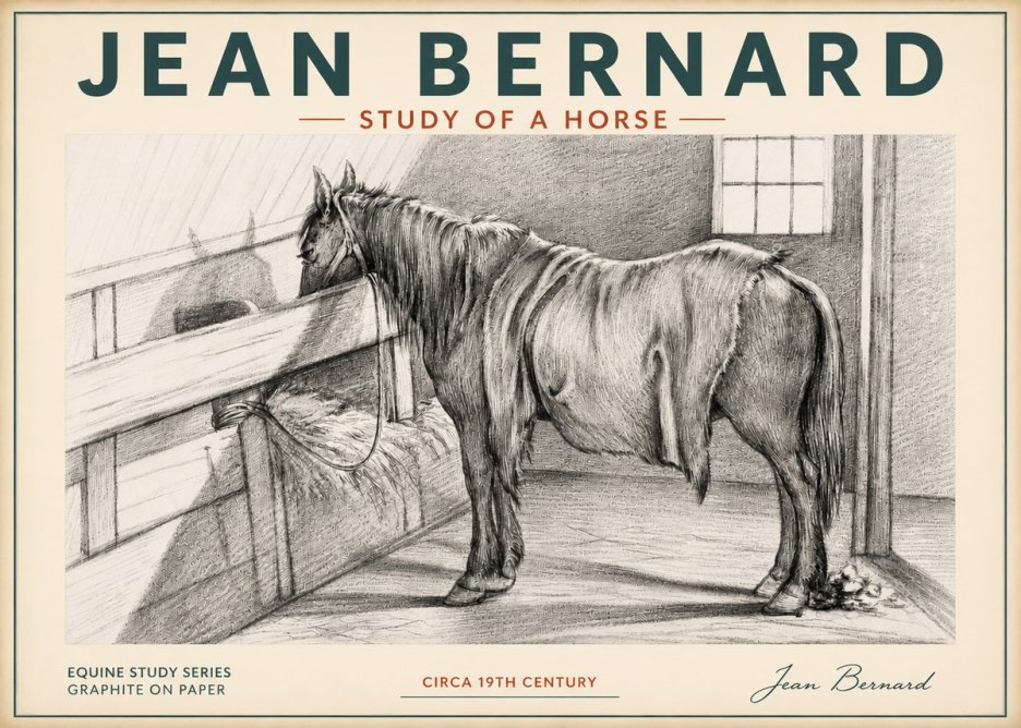 Jean Bernard Study of a Horse XIII No4 - Plakát