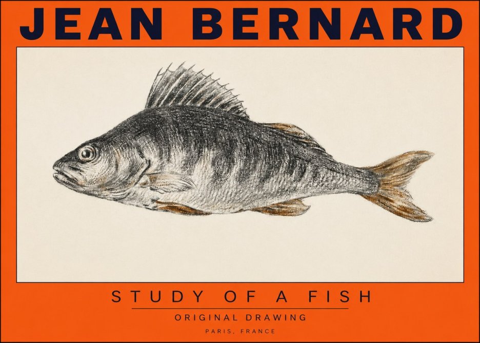 Jean Bernard Study of a Fish IV No2 - Plakát