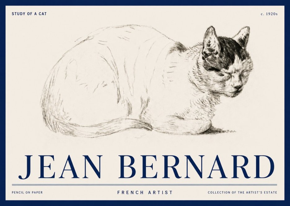Jean Bernard Study of a Cat III No3 - Plakát