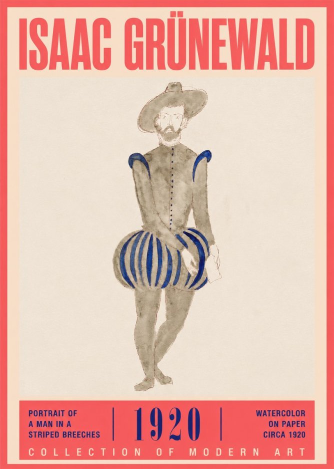 Isaac Grünewald Portrait of a Man in a Striped Breeches No2 - Plakát