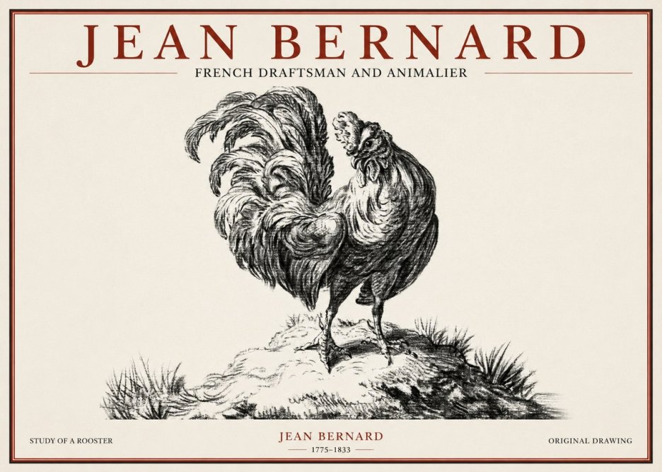 Jean Bernard Study of a Rooster No1 - Plakát