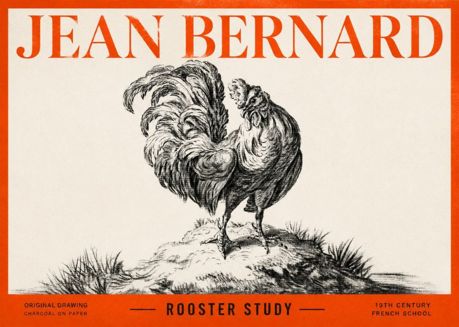 Jean Bernard Study of a Rooster No3 - Plakát