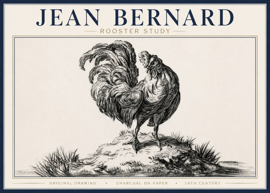 Jean Bernard Study of a Rooster No4 - Plakát
