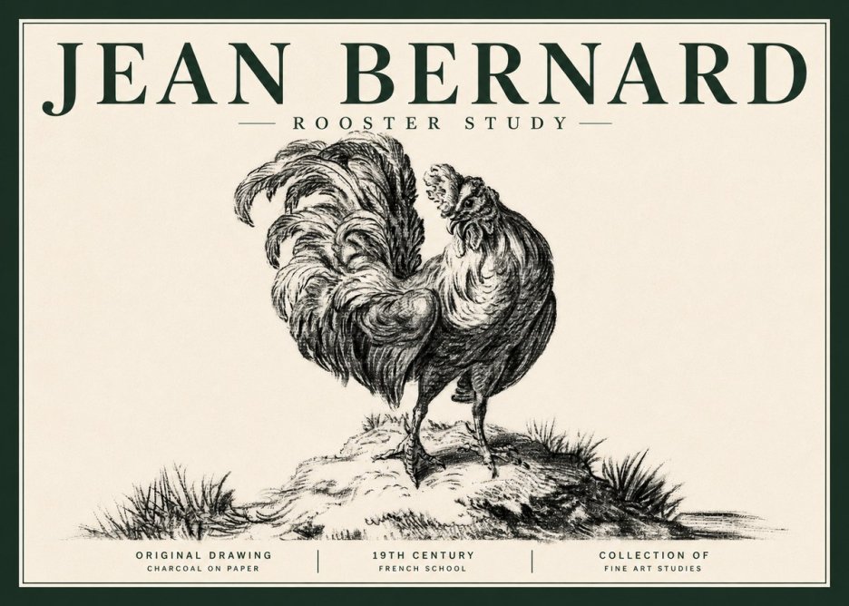 Jean Bernard Study of a Rooster No5 - Plakát