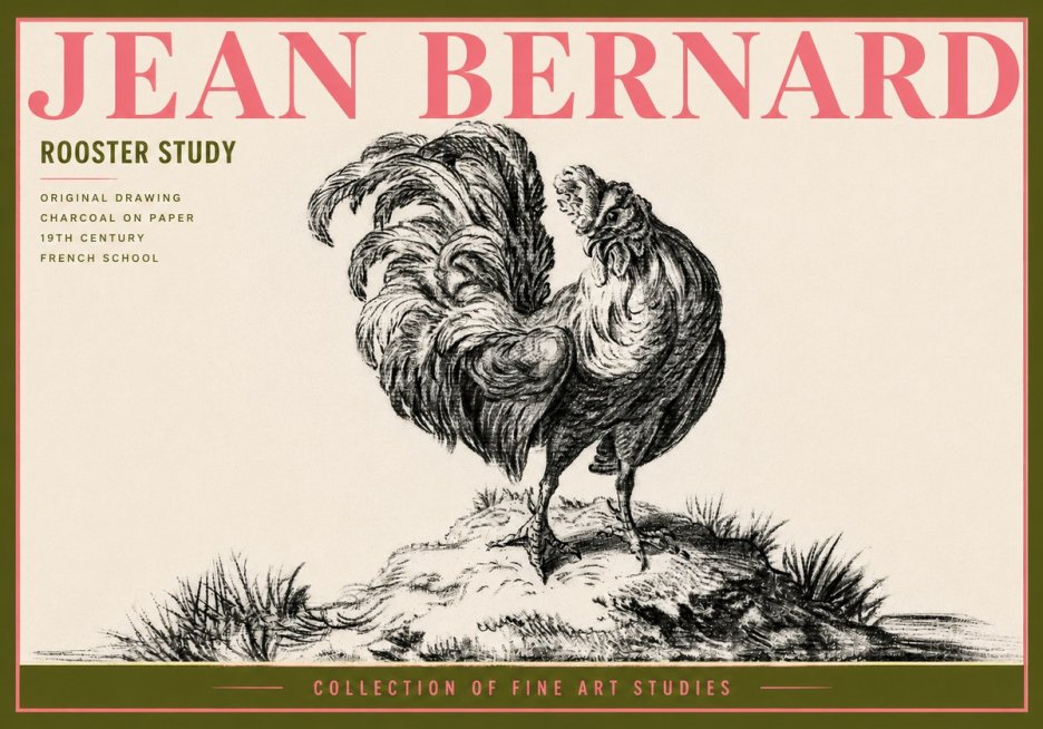 Jean Bernard Study of a Rooster No6 - Plakát