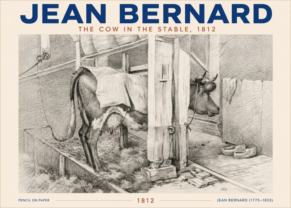 Jean Bernard The Cow in the Stable No5 - Plakát