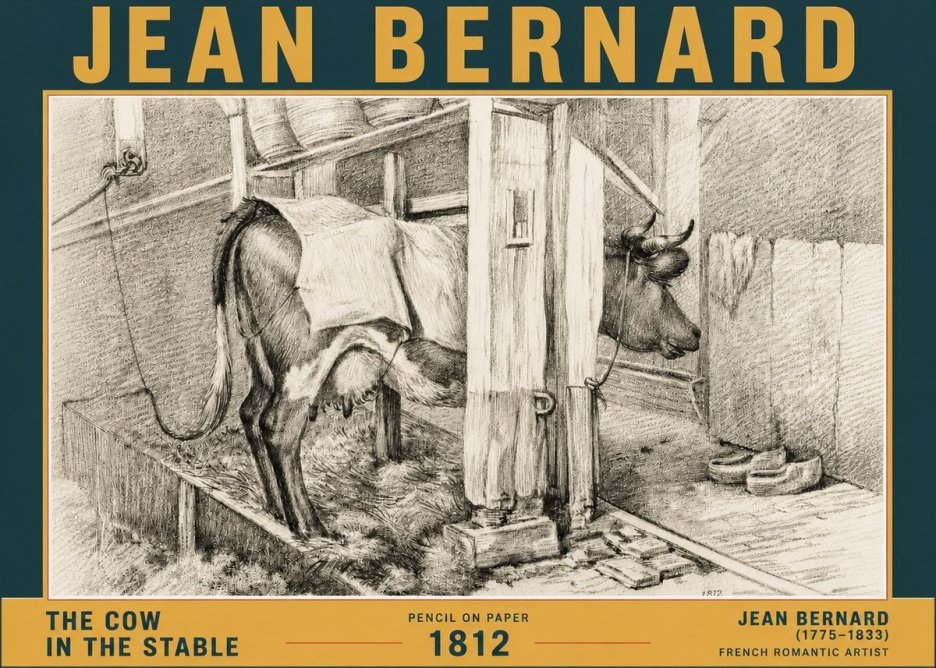 Jean Bernard The Cow in the Stable No6 - Plakát