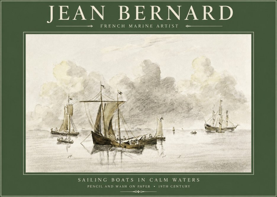 Jean Bernard Sailing Boats in Calm Waters No2 - Plakát